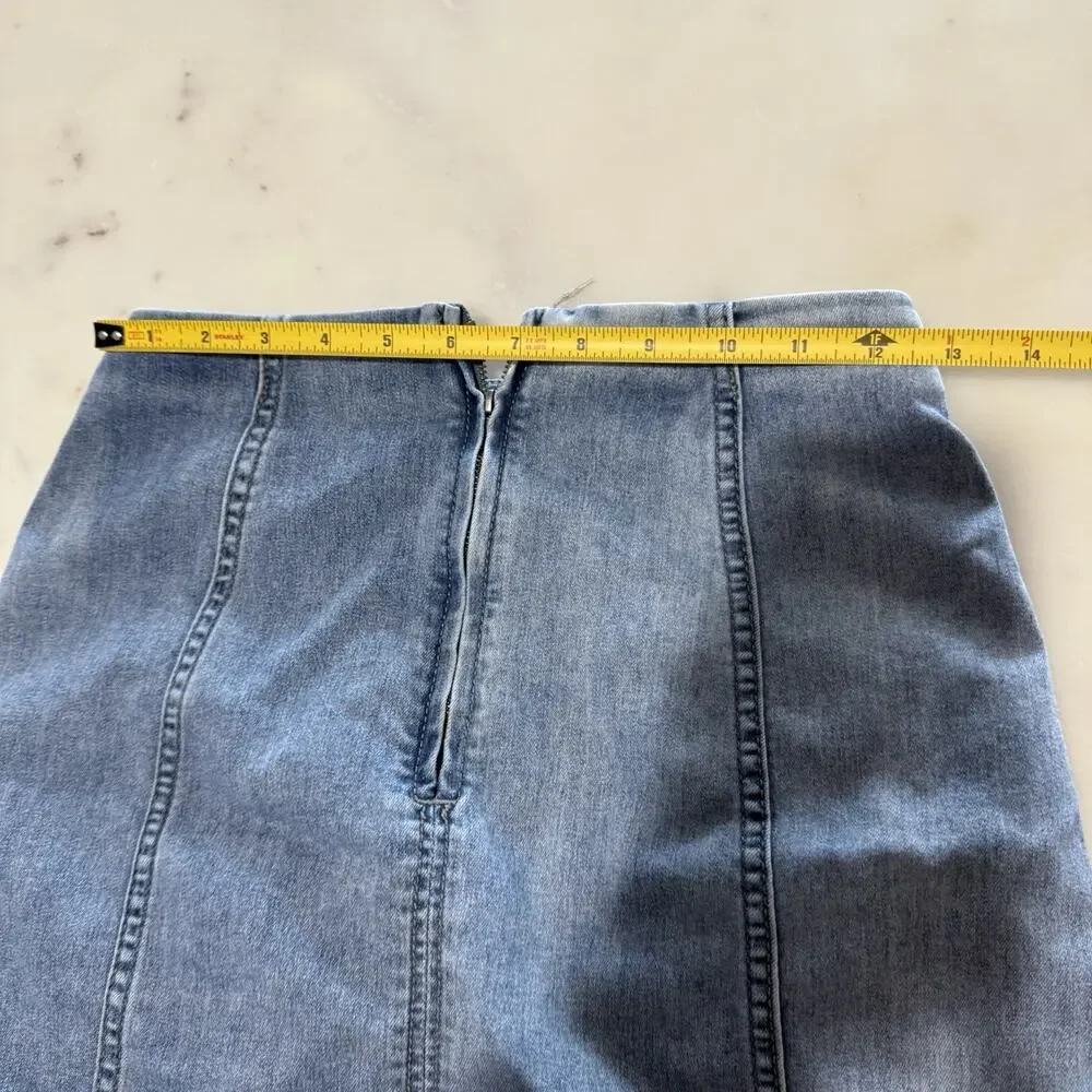 Free People Women’s Size 4 Blue Cotton Denim Mini Skirt Zip Closure Festival